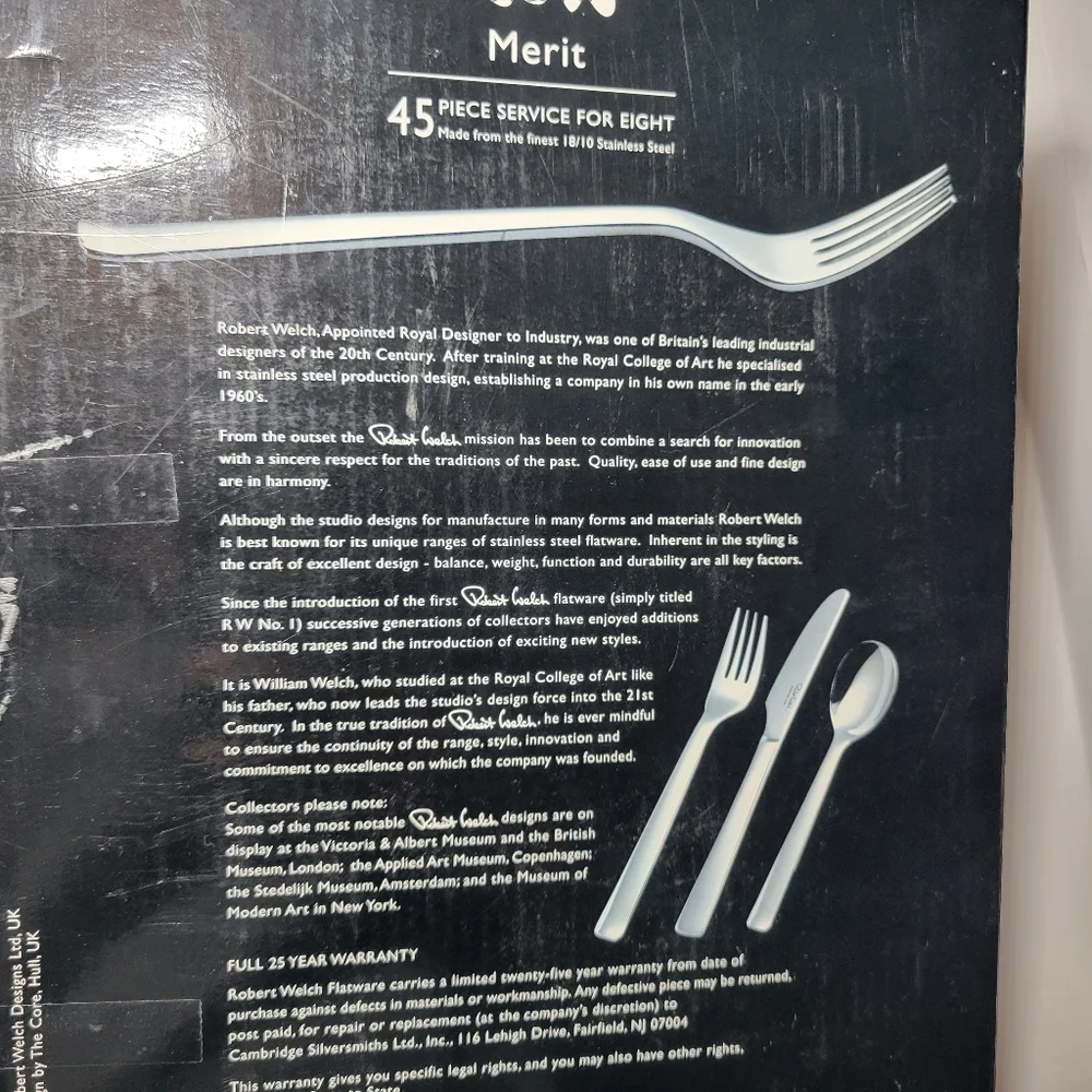 Robert Welch 25 Piece Flatware Silverware Service for 4 and Serving Pieces NEW